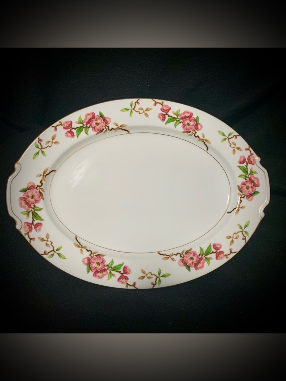 🍒Narumi Japan “Blossomtime” Oval Serving Platter – Vintage Floral China Platter